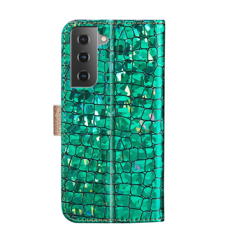 Flip Case Für Samsung Galaxy S21 Plus 5G Croc-diamanten