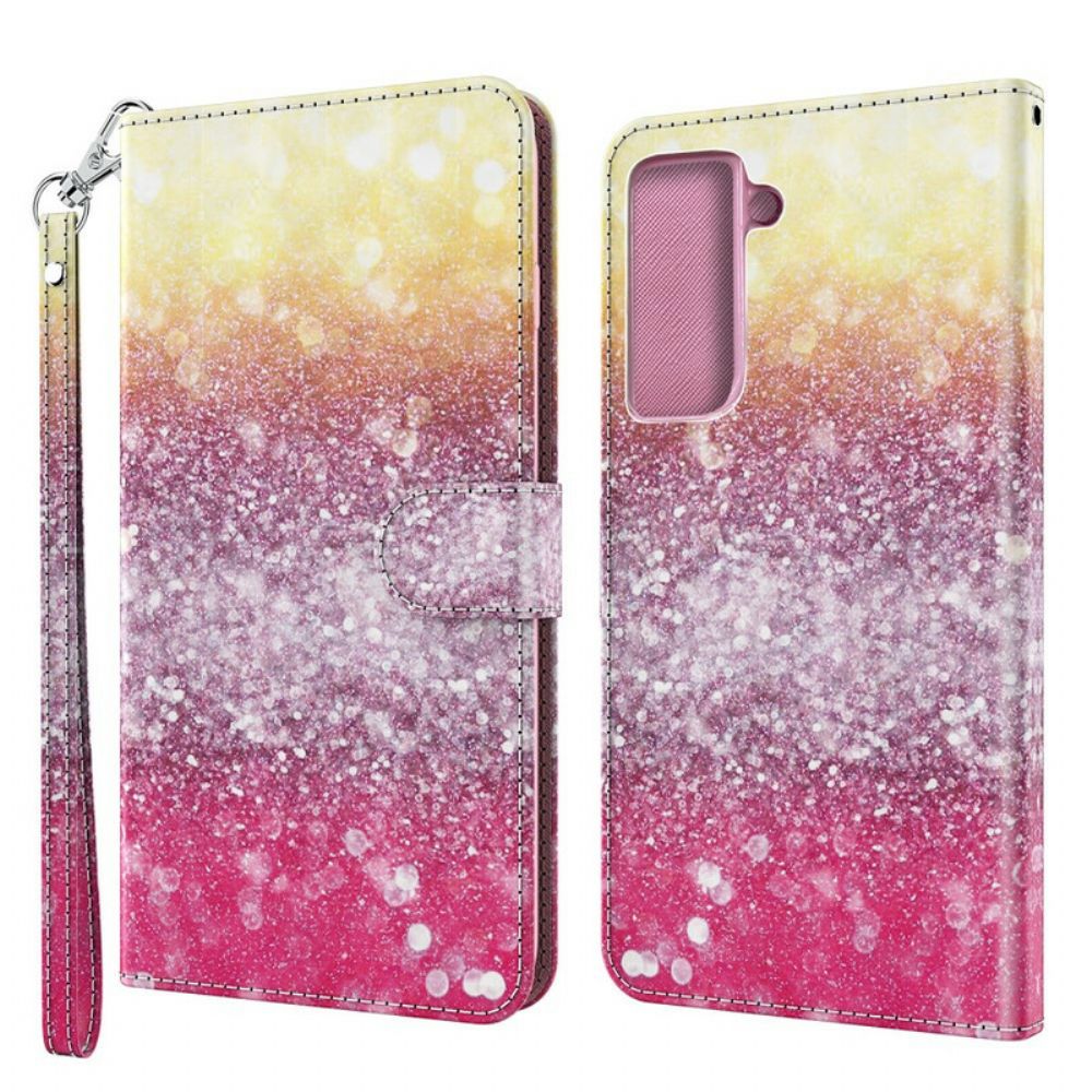 Flip Case Für Samsung Galaxy S21 Plus 5G Magentafarbener Glitzerverlauf