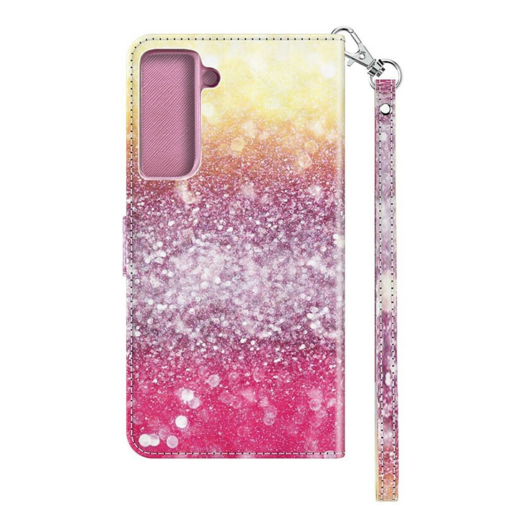 Flip Case Für Samsung Galaxy S21 Plus 5G Magentafarbener Glitzerverlauf