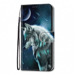 Lederhüllen Für Samsung Galaxy S21 Plus 5G Wolf Unter Einem Sternenregen