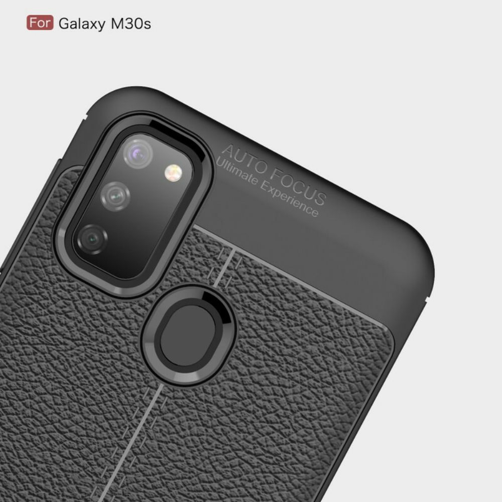 Handyhülle Für Samsung Galaxy M21 Doppellinie Litschi-leder-effekt