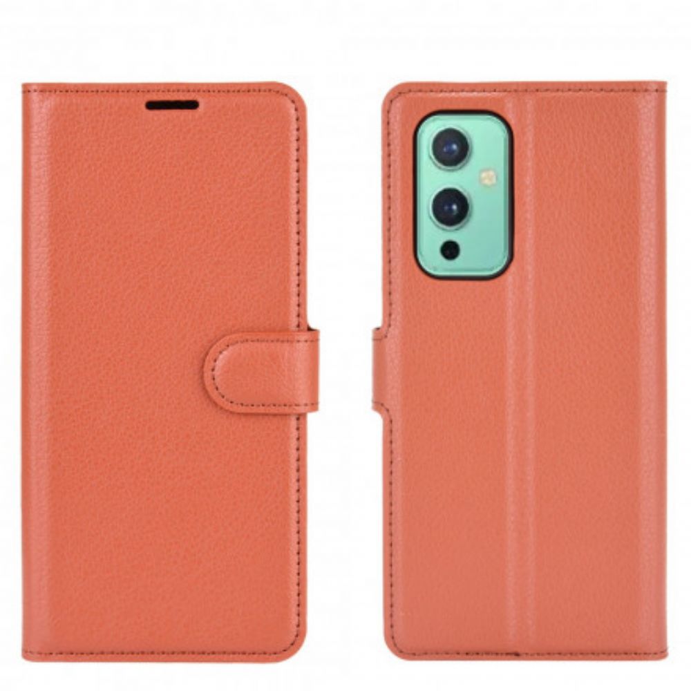 Flip Case Für OnePlus 9 Klassischer Litschi-leder-stil