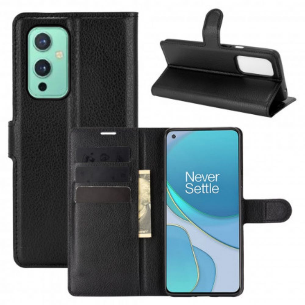 Flip Case Für OnePlus 9 Klassischer Litschi-leder-stil