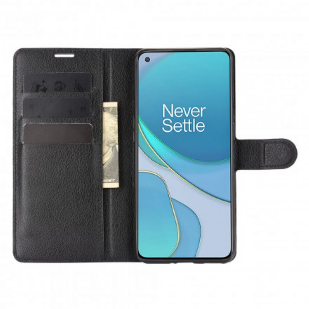 Flip Case Für OnePlus 9 Klassischer Litschi-leder-stil