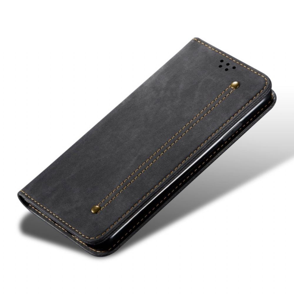 Flip Case Für iPhone 16 Pro Jeansstoff