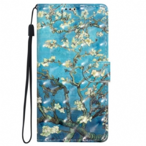 Lederhüllen iPhone 16 Pro Blumenkunst Mit Riemen