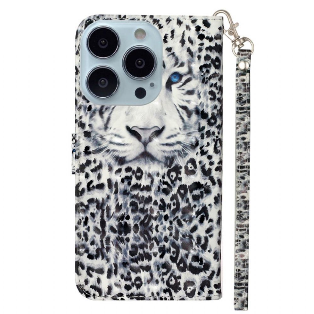 Lederhüllen iPhone 16 Pro Handyhülle Leopardenriemen