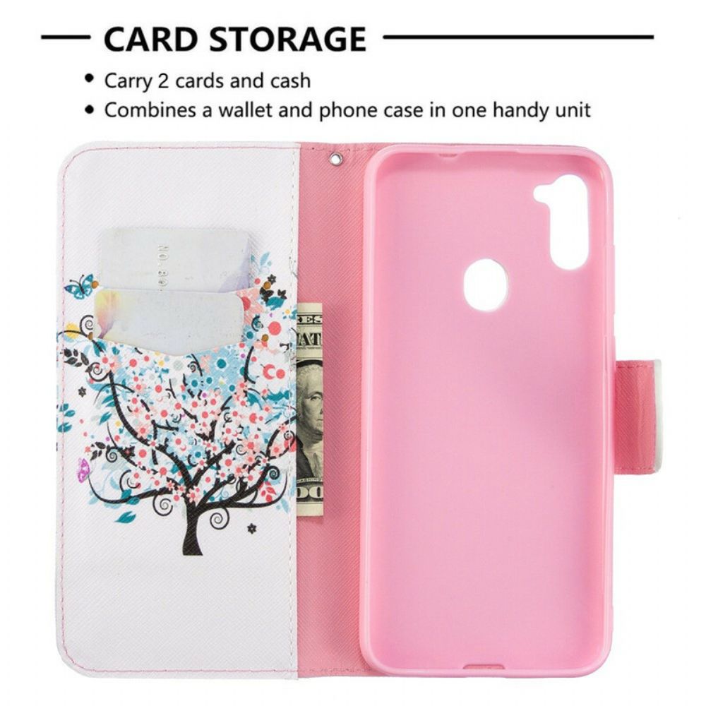 Flip Case Für Samsung Galaxy M11 Blumiger Baum