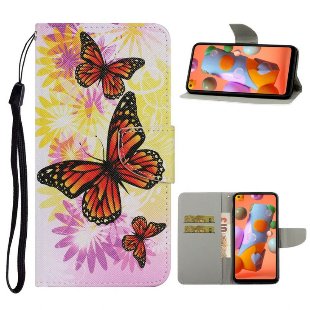 Flip Case Für Samsung Galaxy M11 Schmetterlinge Und Sommerblumen