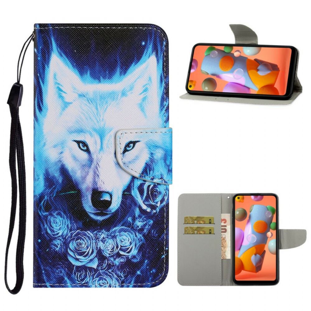 Flip Case Für Samsung Galaxy M11 Weißer Wolf