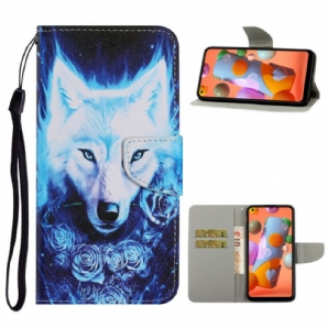 Flip Case Für Samsung Galaxy M11 Weißer Wolf