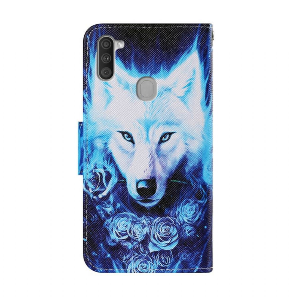 Flip Case Für Samsung Galaxy M11 Weißer Wolf