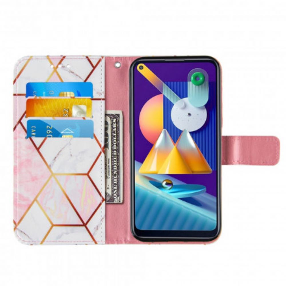 Lederhüllen Für Samsung Galaxy M11 Geometrischer Marmor