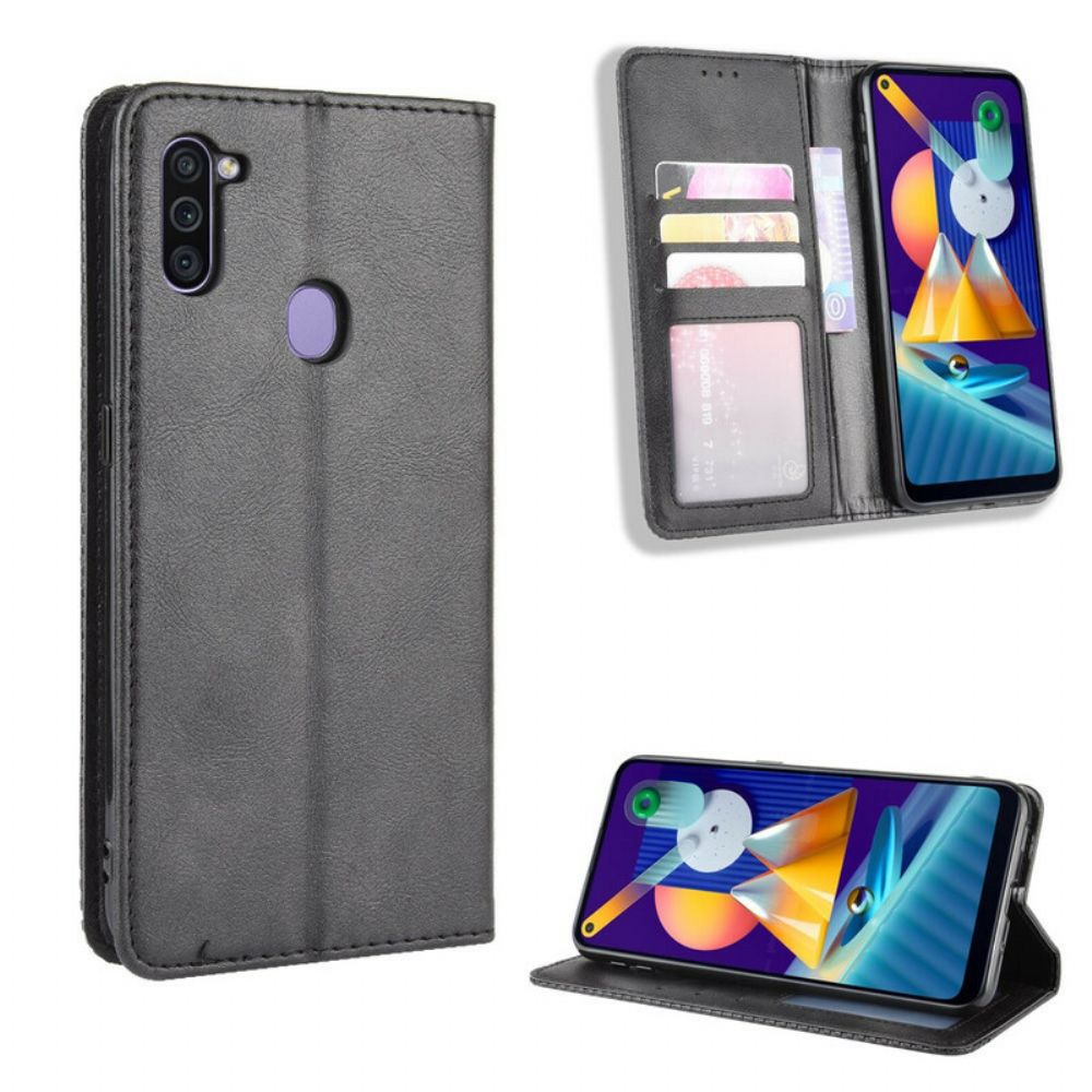 Schutzhülle Für Samsung Galaxy M11 Flip Case Stilisierter Vintage-leder-effekt