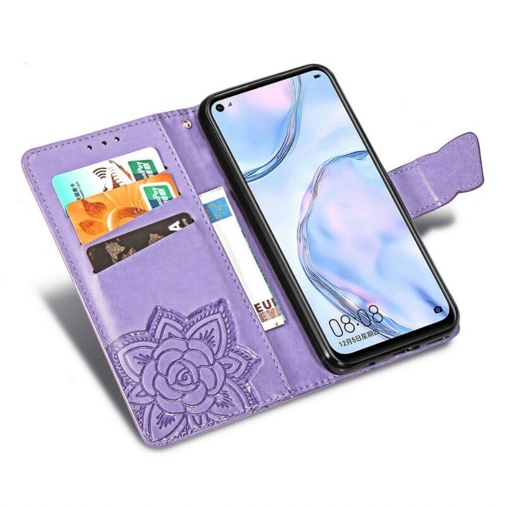 Flip Case Für Huawei P40 Lite Halbe Schmetterlinge