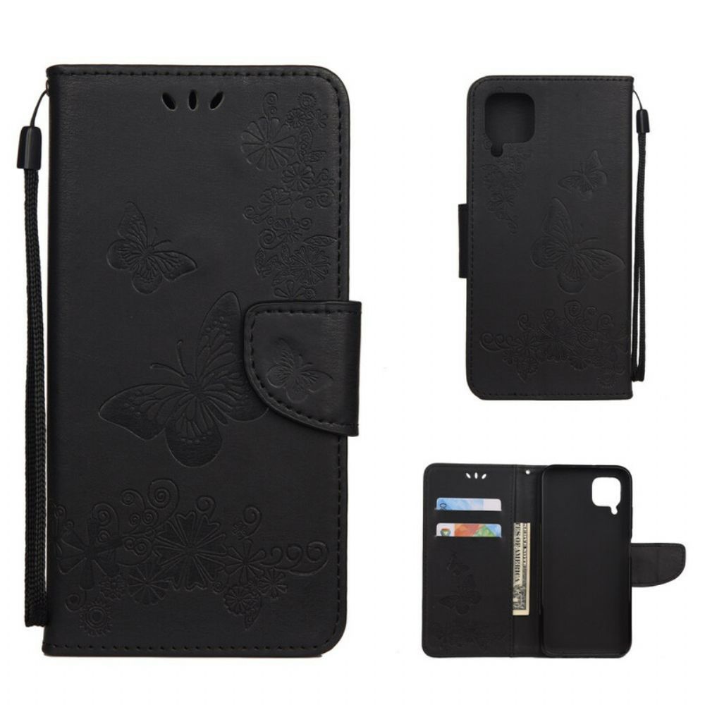 Flip Case Für Huawei P40 Lite Nur Schmetterlinge Mit Lanyard