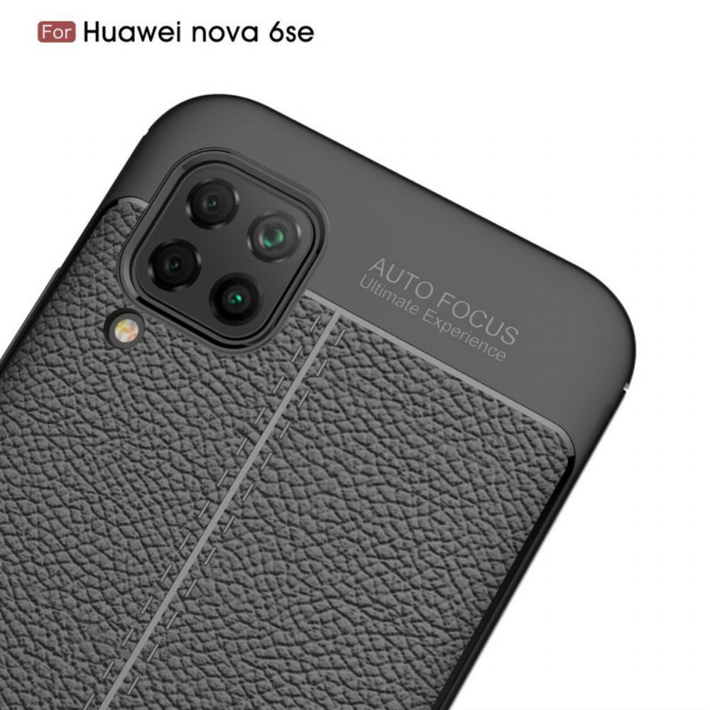 Handyhülle Für Huawei P40 Lite Doppellinie Litschi-leder-effekt