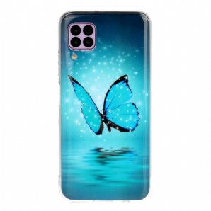 Handyhülle Für Huawei P40 Lite Fluoreszierender Blauer Schmetterling