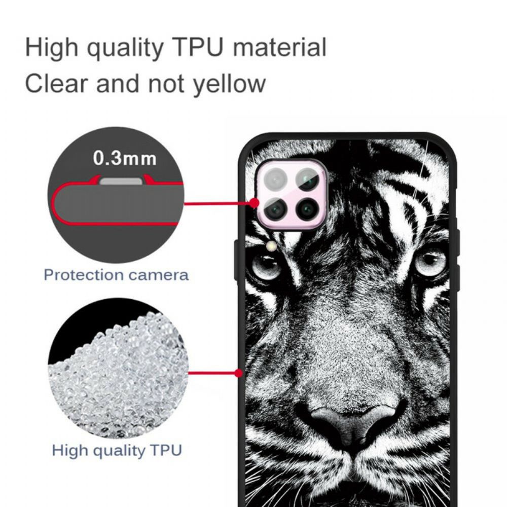 Handyhülle Für Huawei P40 Lite Schwarzer Und Weißer Tiger