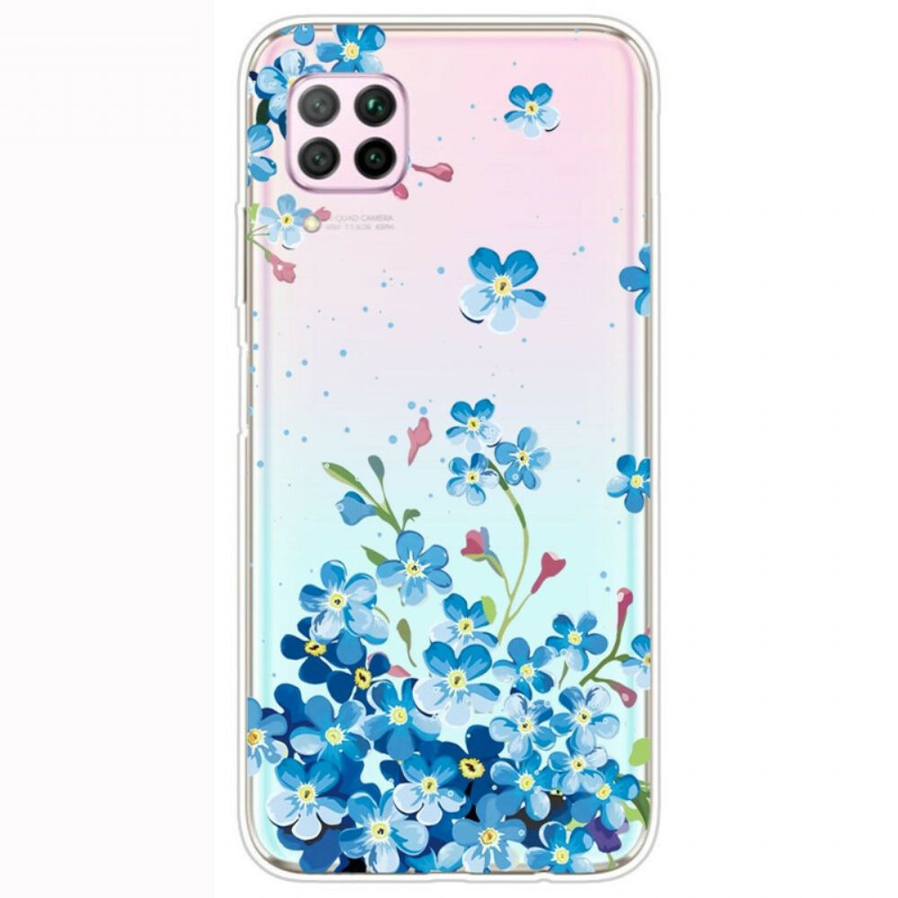 Hülle Für Huawei P40 Lite Blauer Blumenstrauß