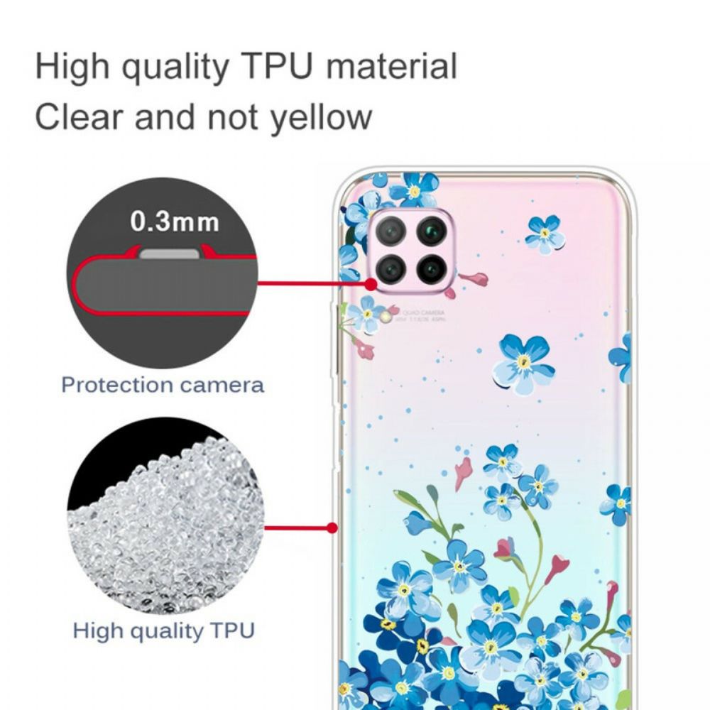 Hülle Für Huawei P40 Lite Blauer Blumenstrauß