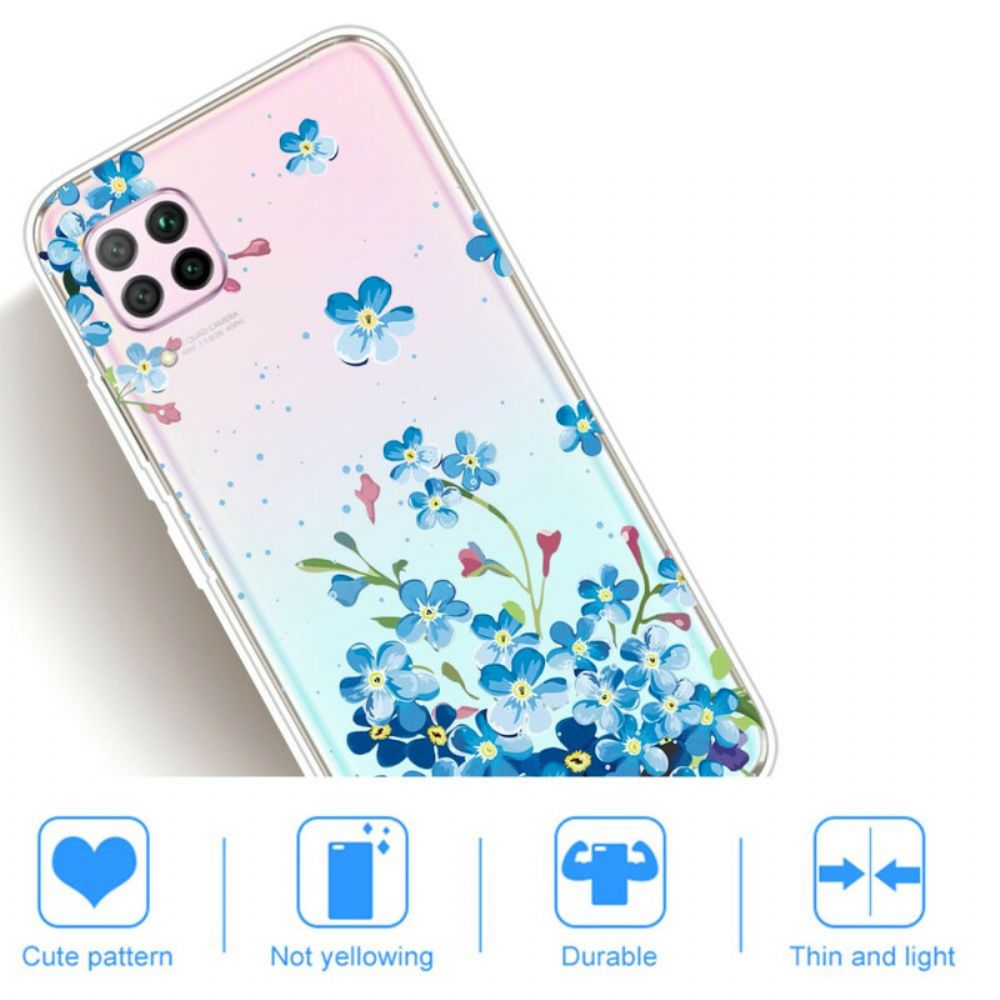 Hülle Für Huawei P40 Lite Blauer Blumenstrauß