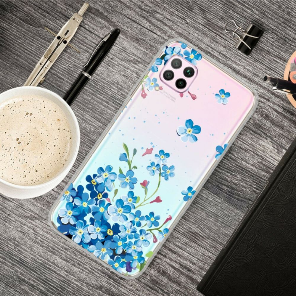 Hülle Für Huawei P40 Lite Blauer Blumenstrauß