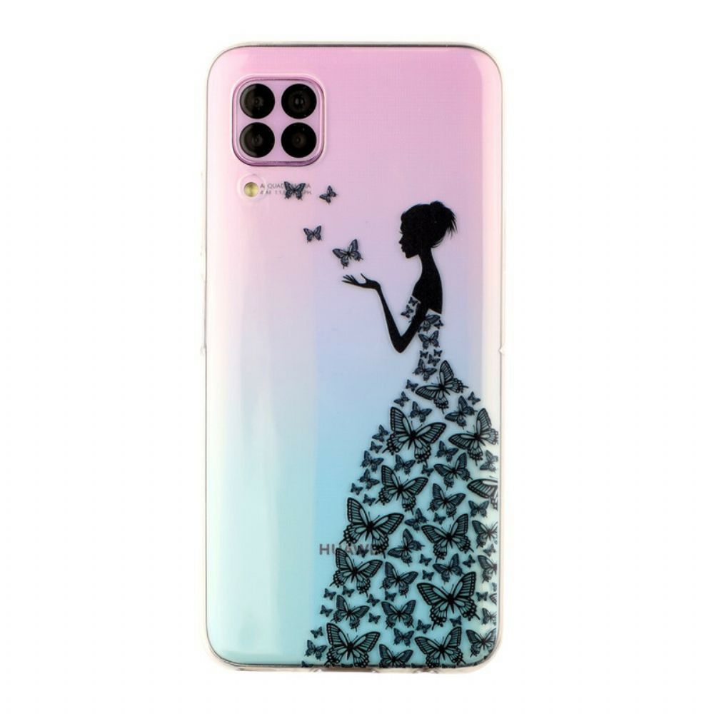 Hülle Für Huawei P40 Lite Transparentes Kleid Mit Schmetterlingen