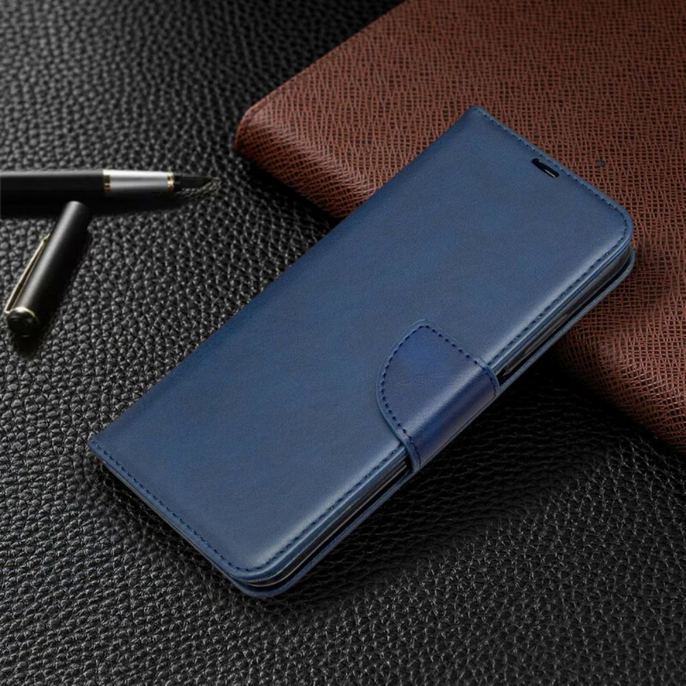 Lederhüllen Für Huawei P40 Lite Flip Case Glatte Schräge Klappe