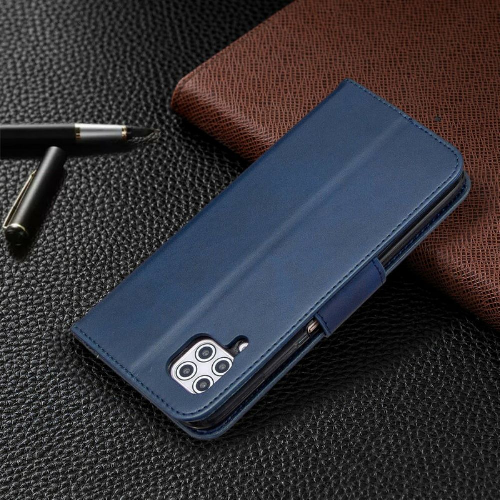 Lederhüllen Für Huawei P40 Lite Flip Case Glatte Schräge Klappe