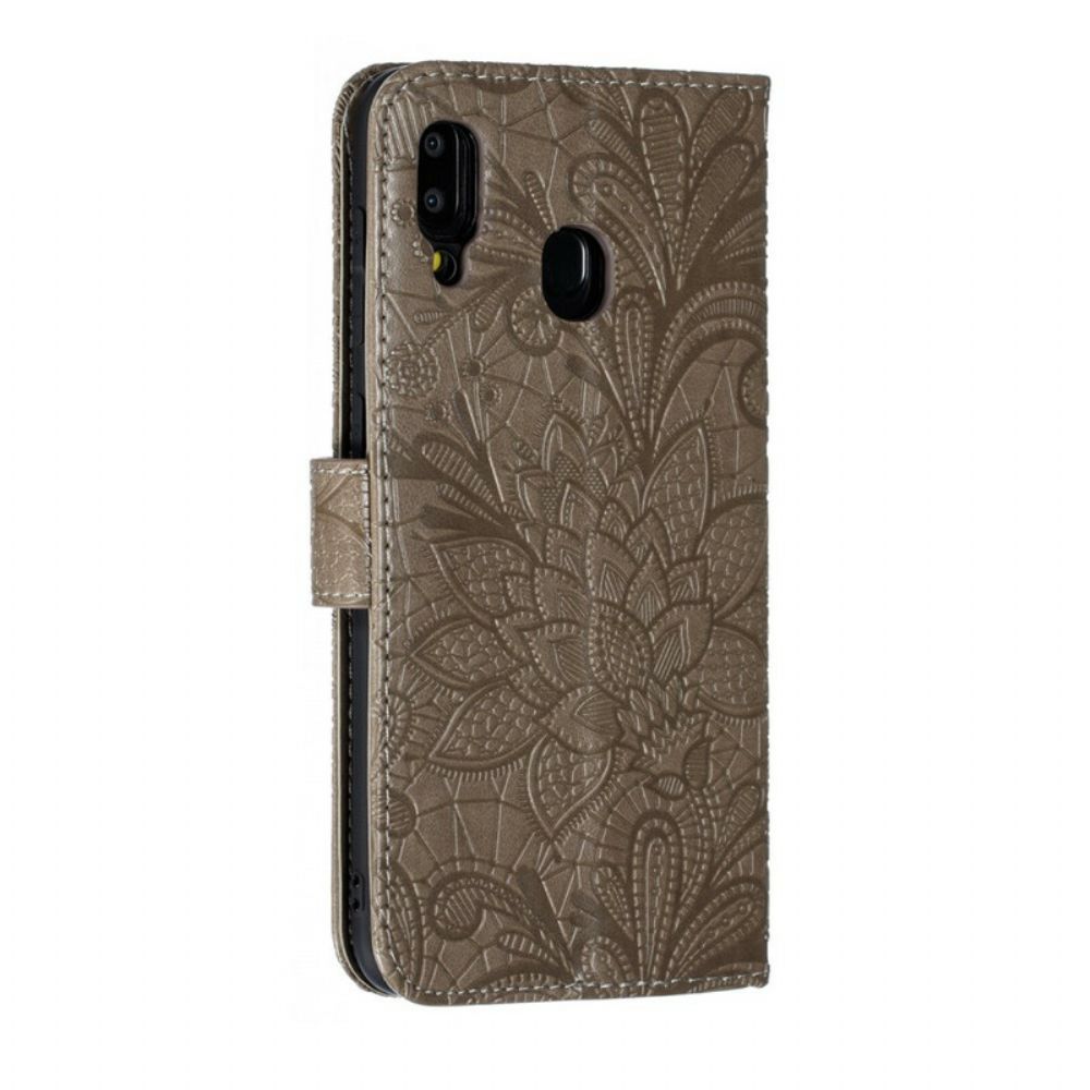 Flip Case Für Samsung Galaxy A30 / A20 Mit Kordel Stammes-riemenblumen