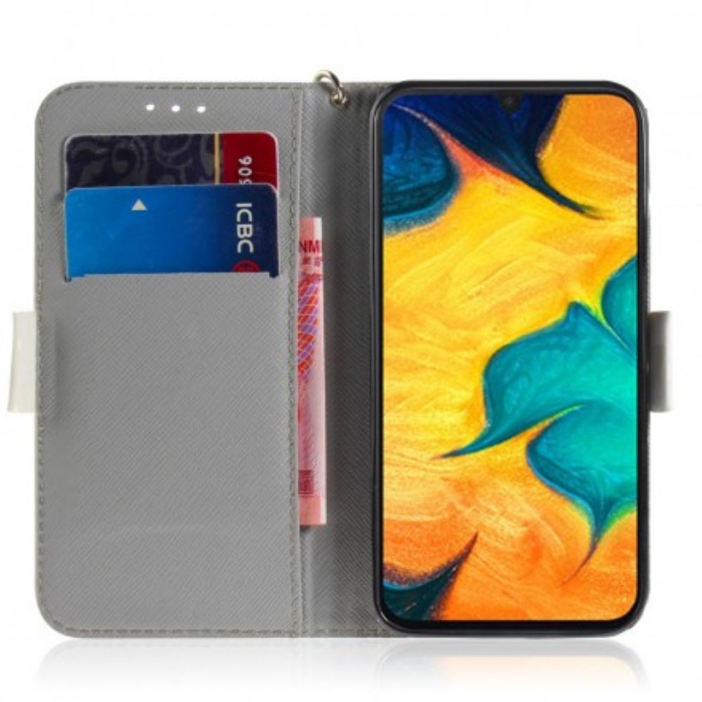 Flip Case Für Samsung Galaxy A30 / A20 Mit Kordel Tomate Auf Der Tangakatze