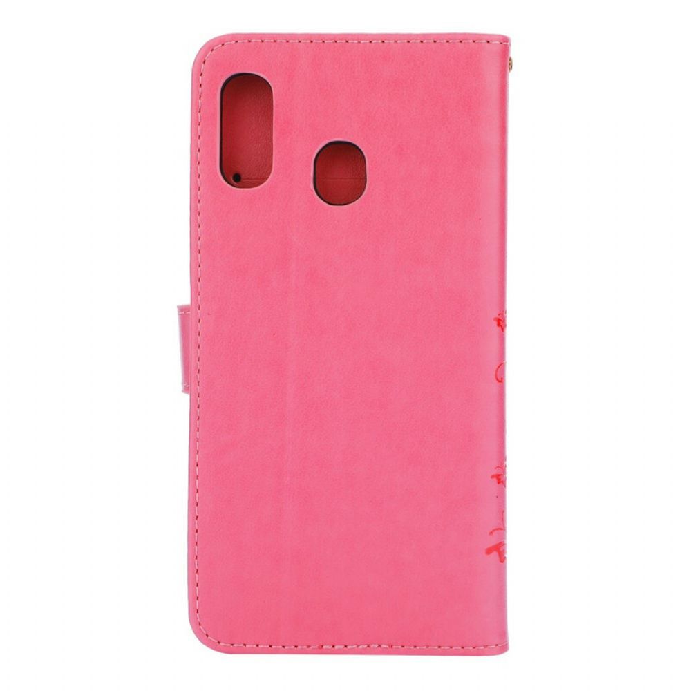 Flip Case Für Samsung Galaxy A30 / A20 Schmetterlinge Und Blumen