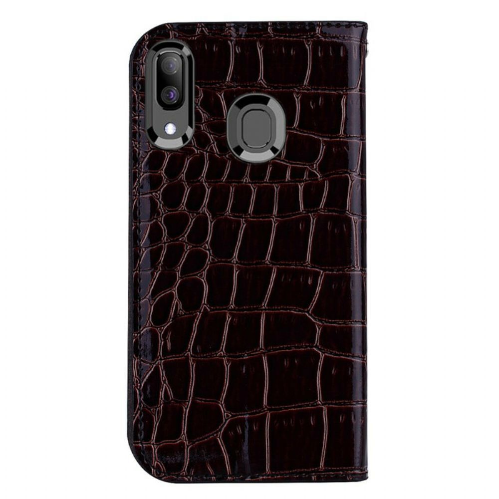 Schutzhülle Für Samsung Galaxy A30 / A20 Flip Case Krokodilhaut Und Glitzereffekt