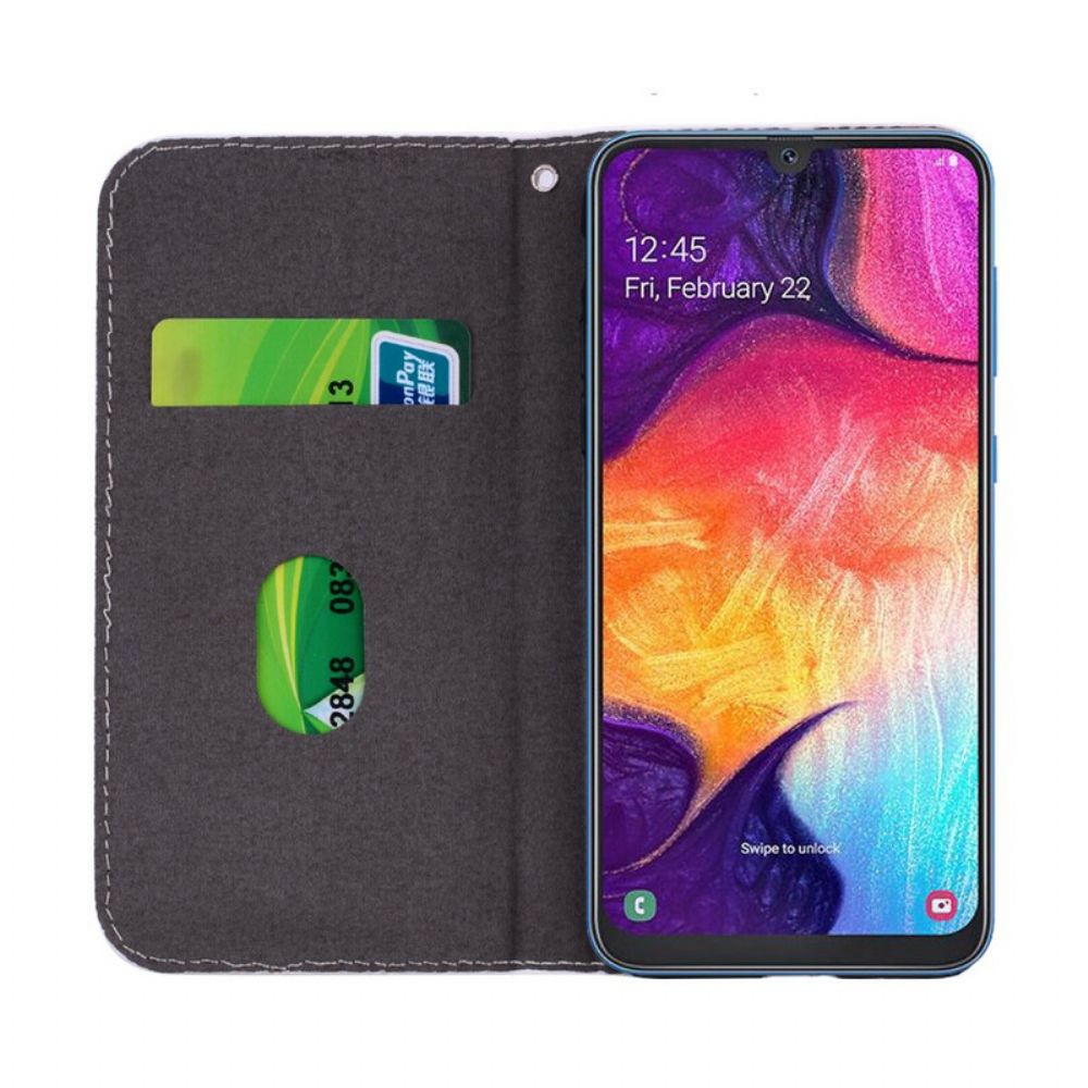 Schutzhülle Für Samsung Galaxy A30 / A20 Flip Case Krokodilhaut Und Glitzereffekt