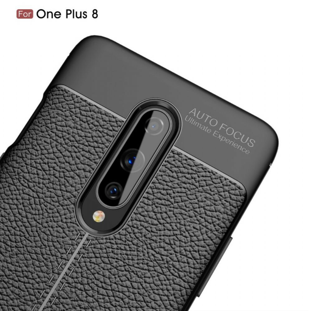 Handyhülle Für OnePlus 8 Doppellinie Litschi-leder-effekt