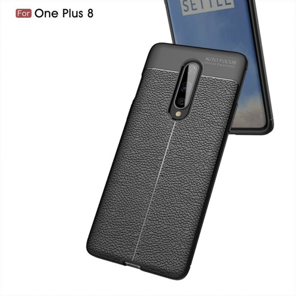 Handyhülle Für OnePlus 8 Doppellinie Litschi-leder-effekt