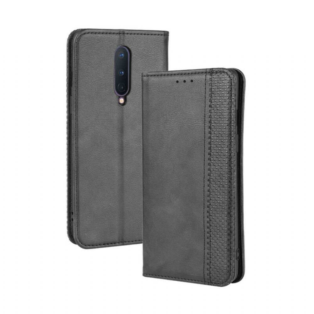 Schutzhülle Für OnePlus 8 Flip Case Stilisierter Vintage-ledereffekt