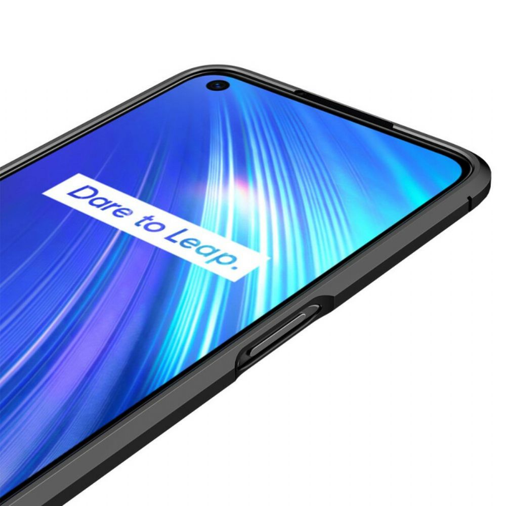 Handyhülle Für Realme 6 Doppellinie Litschi-leder-effekt