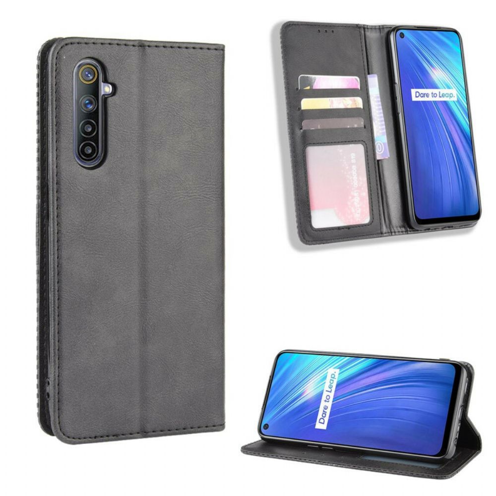 Schutzhülle Für Realme 6 Flip Case Gestylter Vintage-leder-effekt