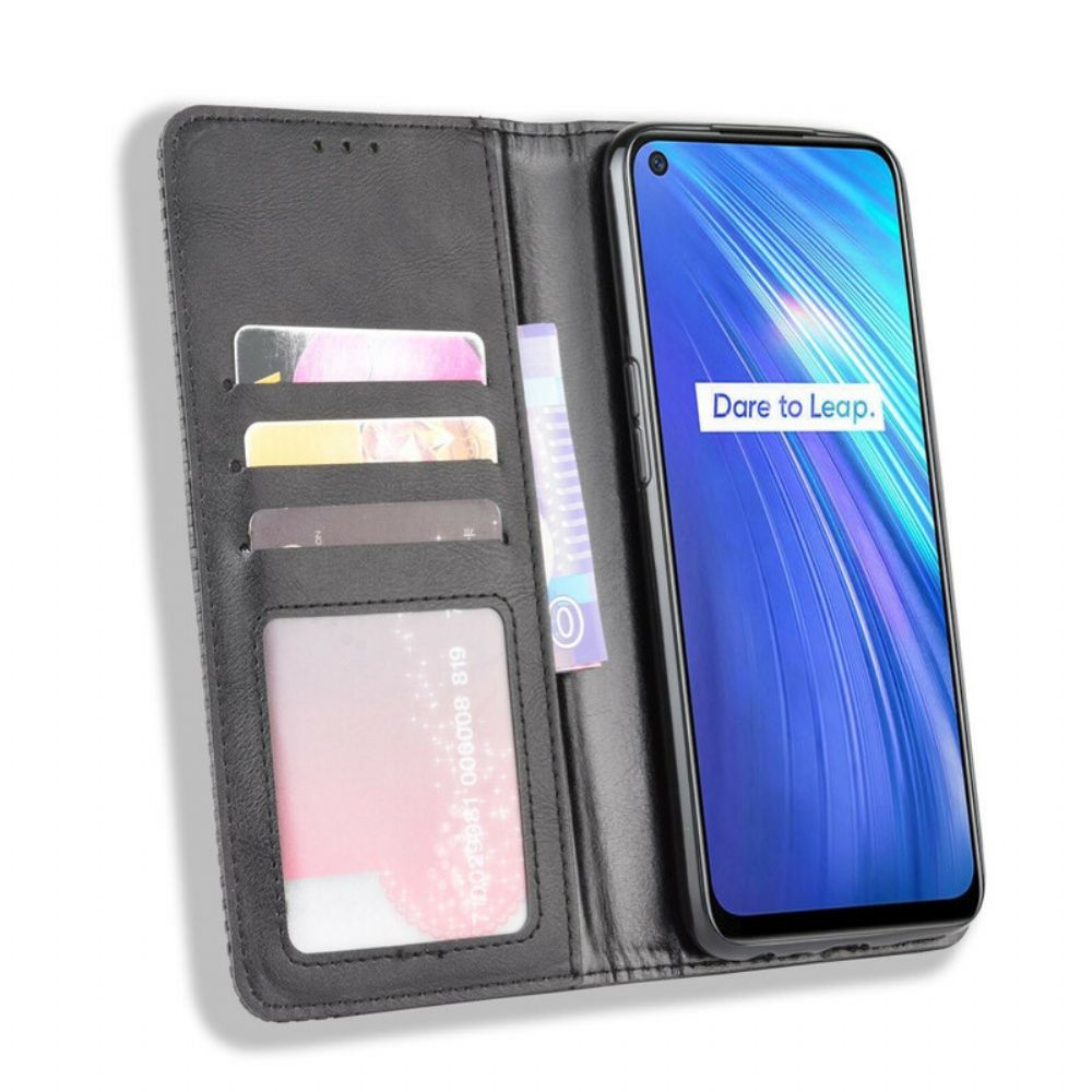 Schutzhülle Für Realme 6 Flip Case Gestylter Vintage-leder-effekt