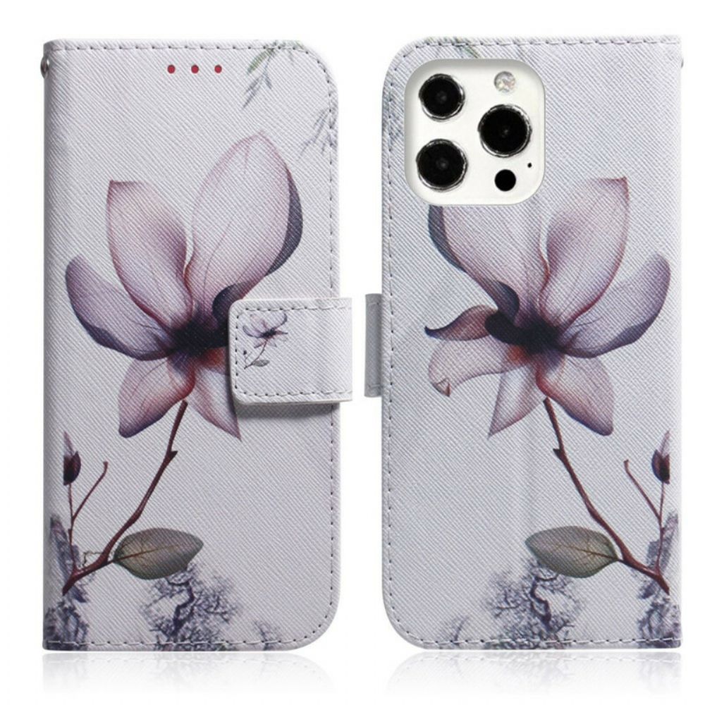 Flip Case Für iPhone 13 Pro Alte Rosenblüte