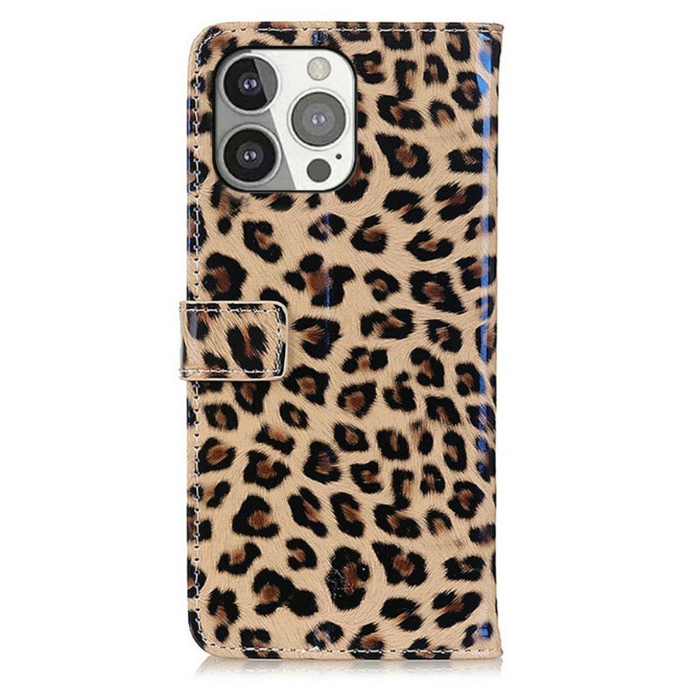 Flip Case Für iPhone 13 Pro Leopard