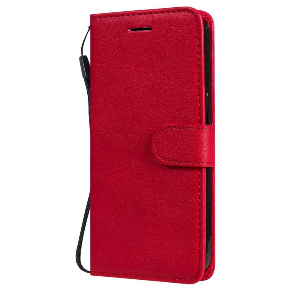 Flip Case Für iPhone 13 Pro Mit Kordel Armband Der Einfarbigen Serie