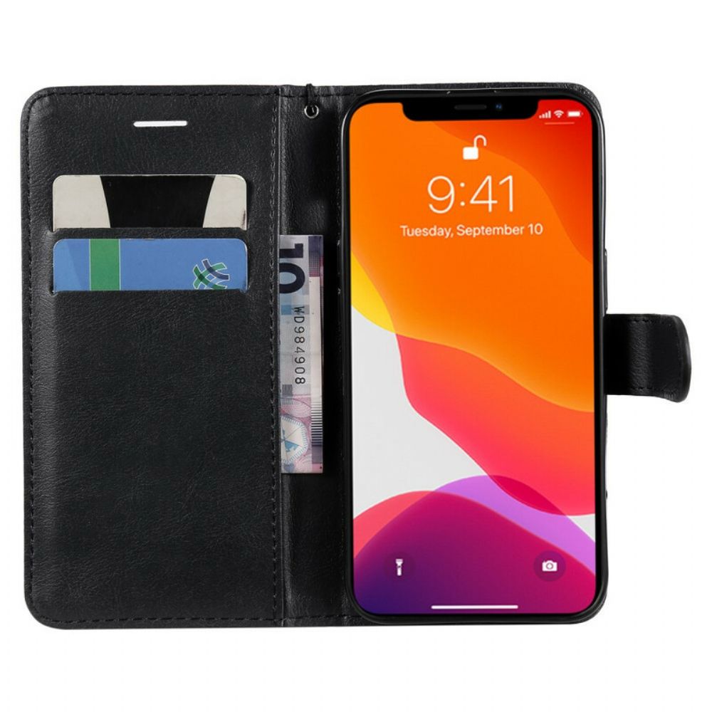 Flip Case Für iPhone 13 Pro Mit Kordel Armband Der Einfarbigen Serie