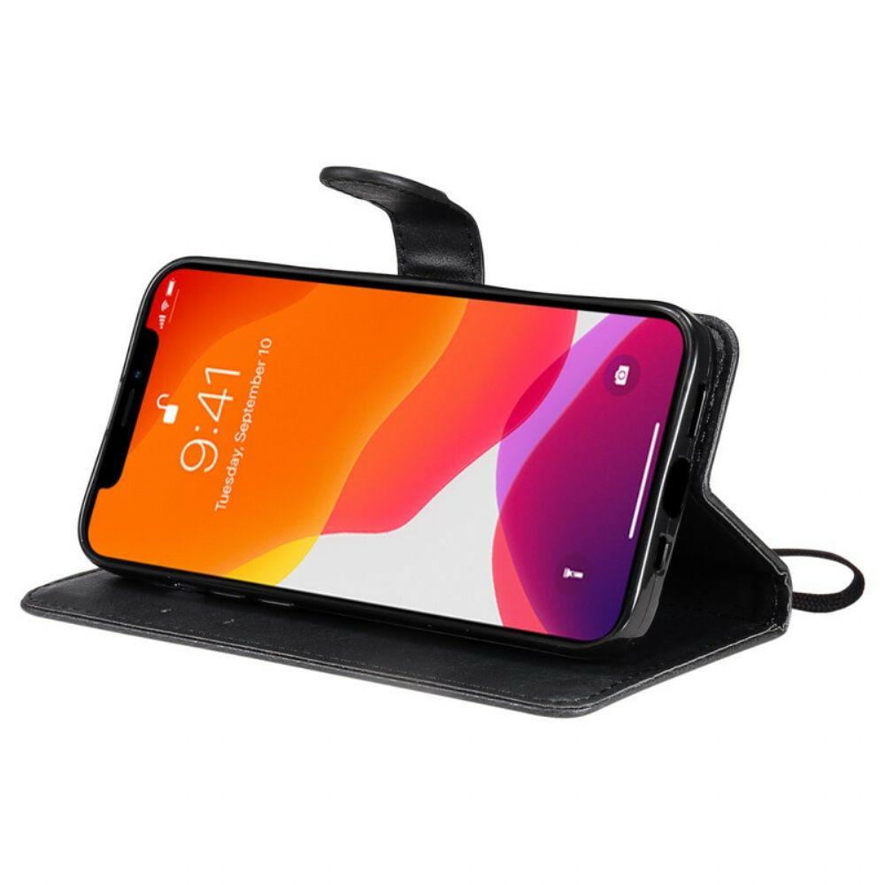 Flip Case Für iPhone 13 Pro Mit Kordel Armband Der Einfarbigen Serie