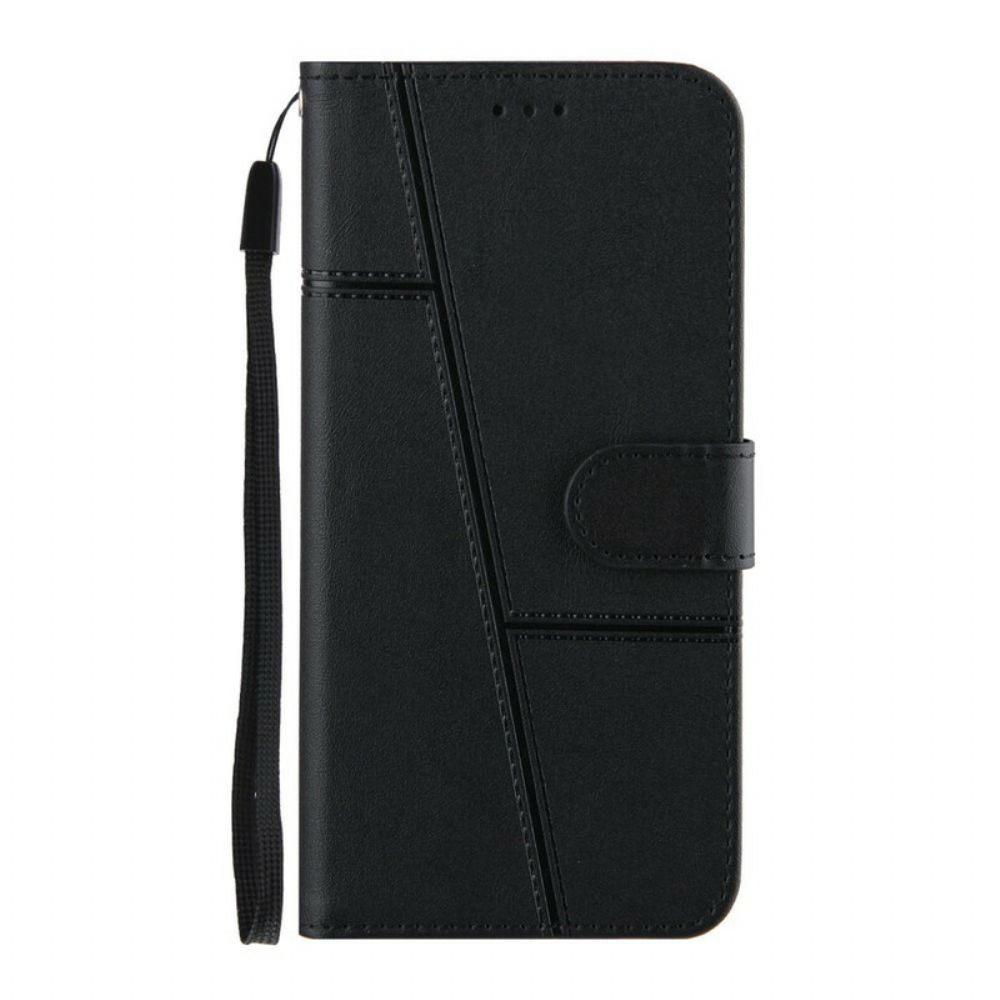 Flip Case Für iPhone 13 Pro Mit Kordel Geo Kunstlederarmband