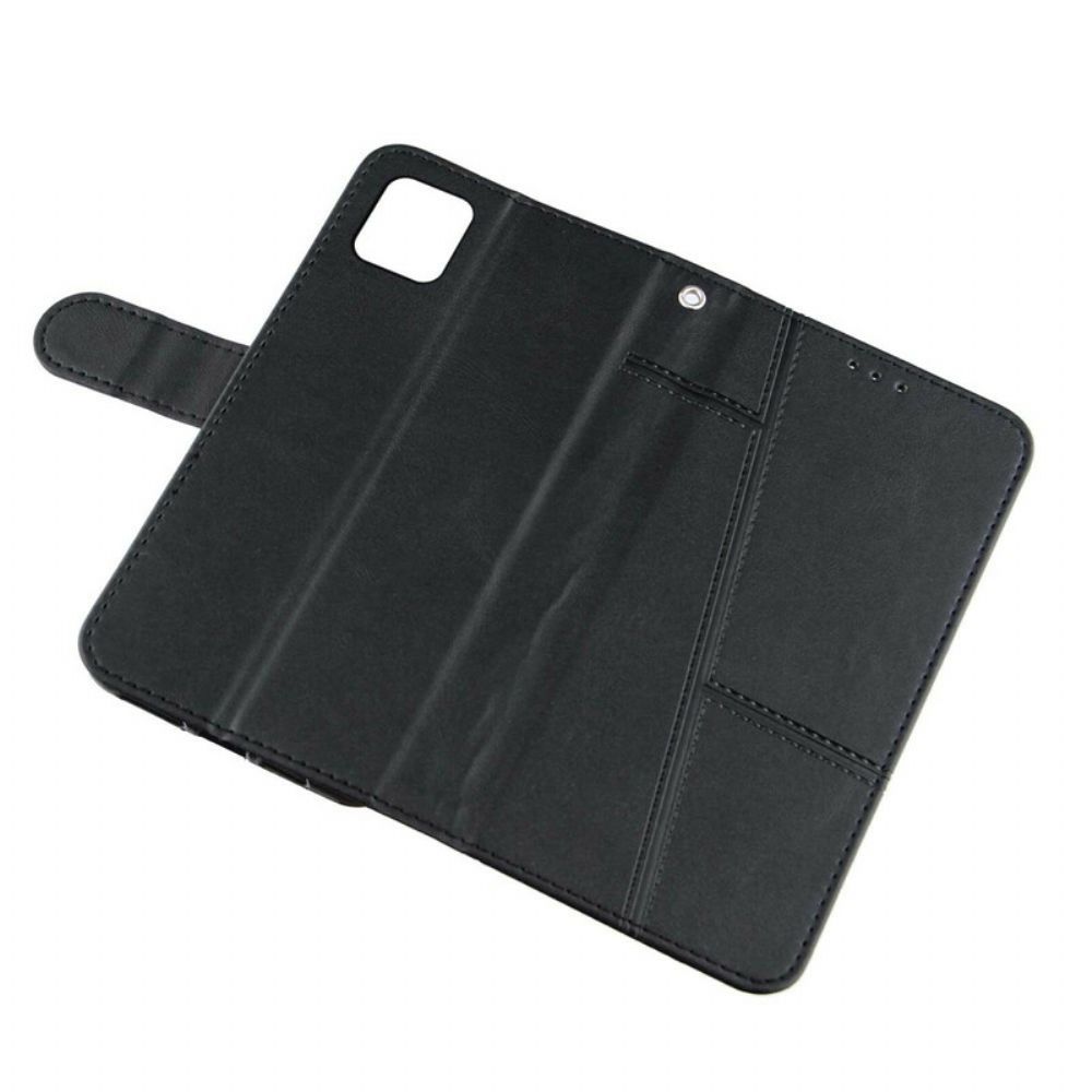 Flip Case Für iPhone 13 Pro Mit Kordel Geo Kunstlederarmband