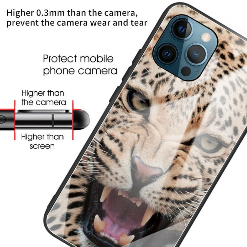 Hülle Für iPhone 13 Pro Gehärtetes Leopardenglas