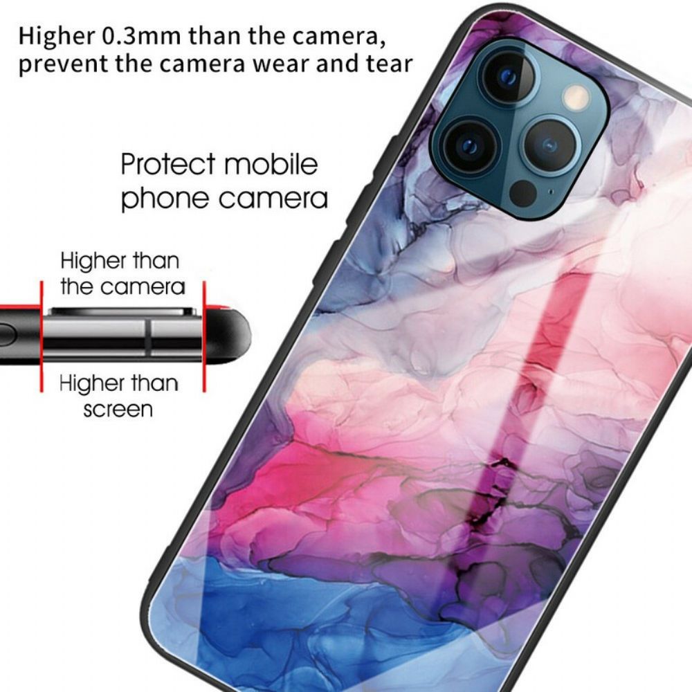 Hülle Für iPhone 13 Pro Hartglas Aus Marmor